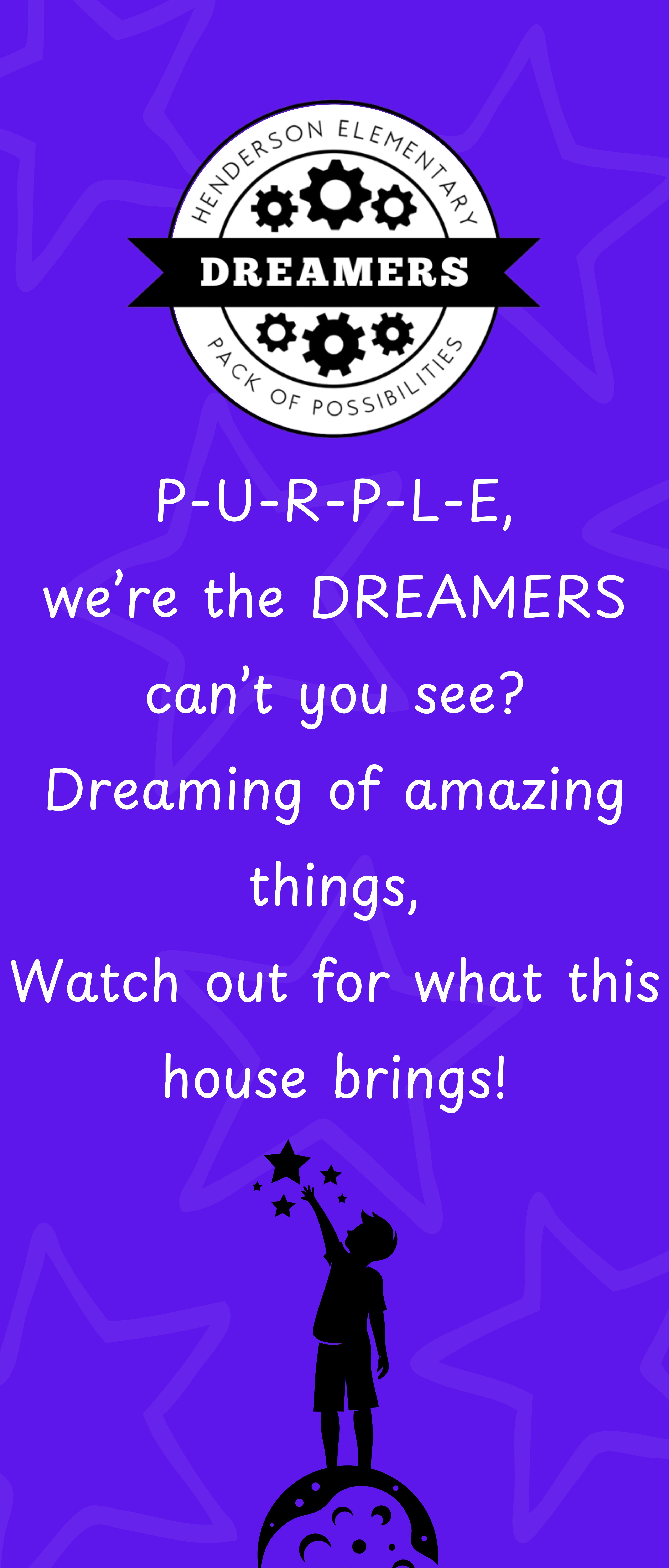 Dreamers purple banner with dreamers icon and icon of child reaching up for the stars