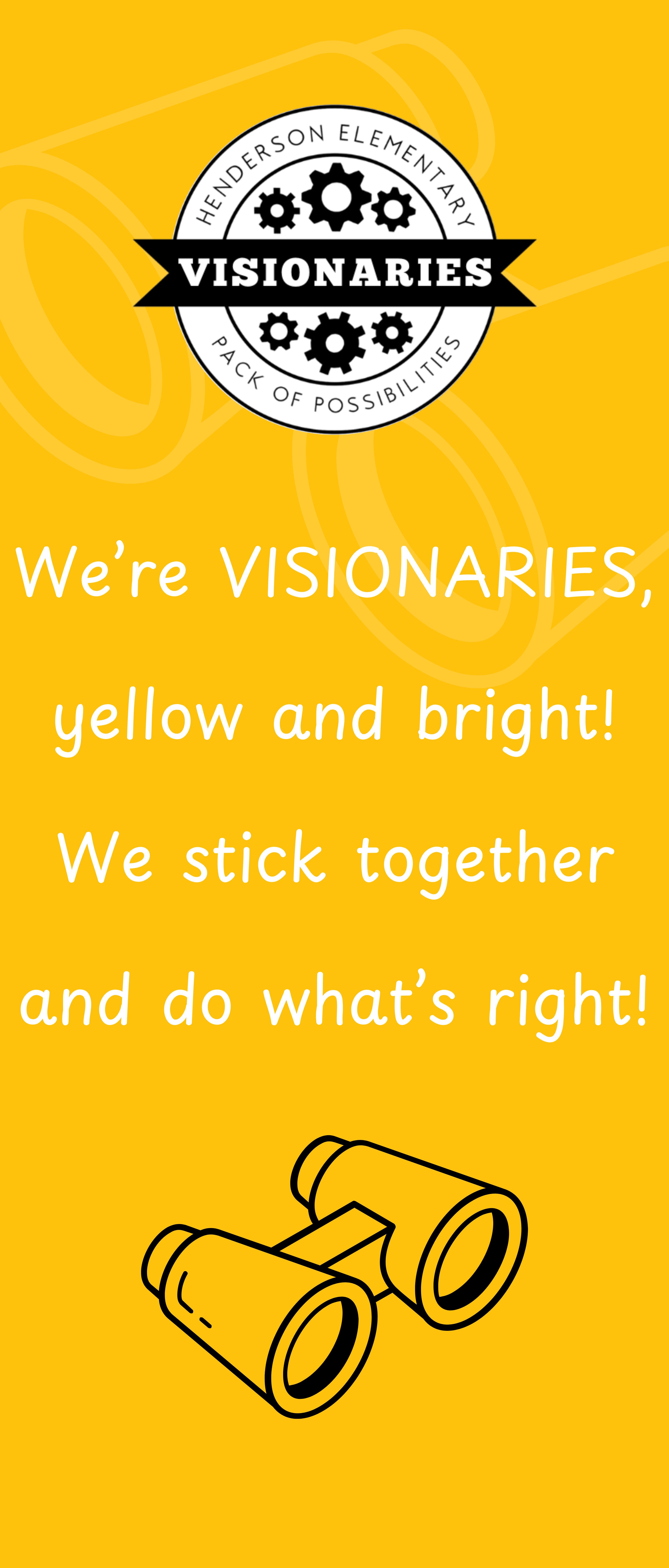 Visionaries yellow banner with binocular icon